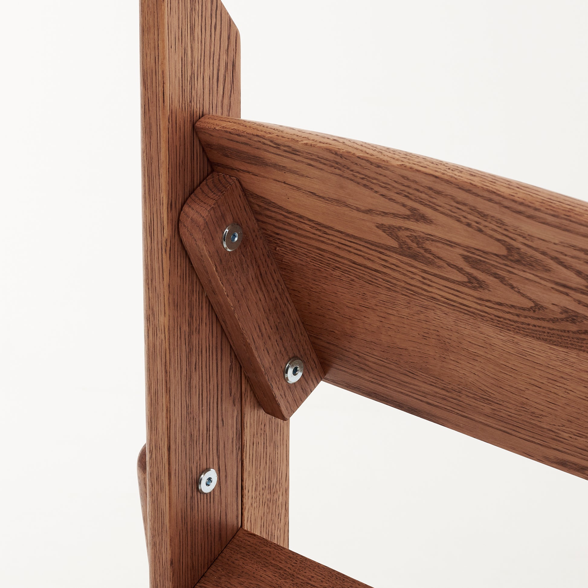 Crafted oak ladder with reinforced joints and screws