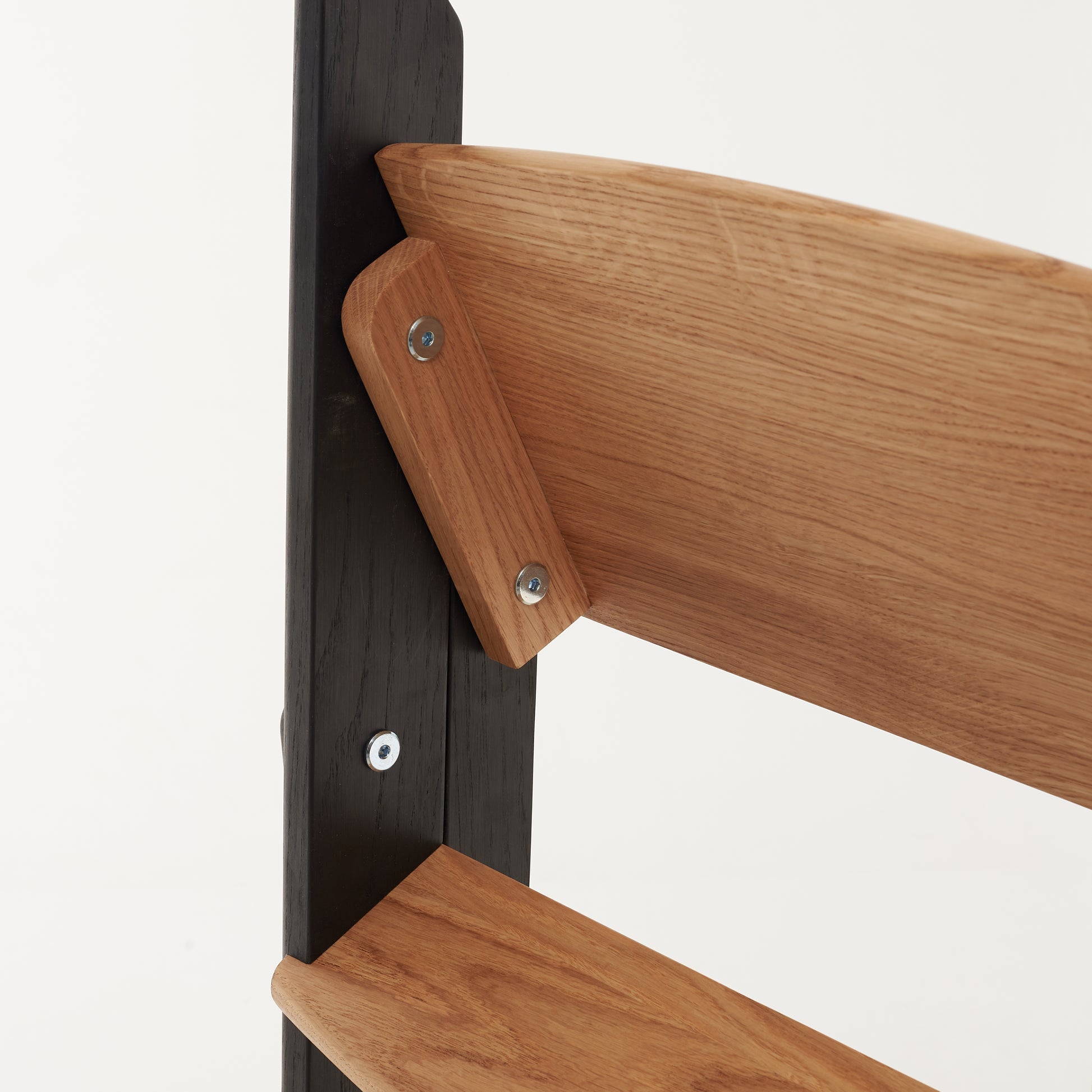 Crafted oak ladder with reinforced joints and screws