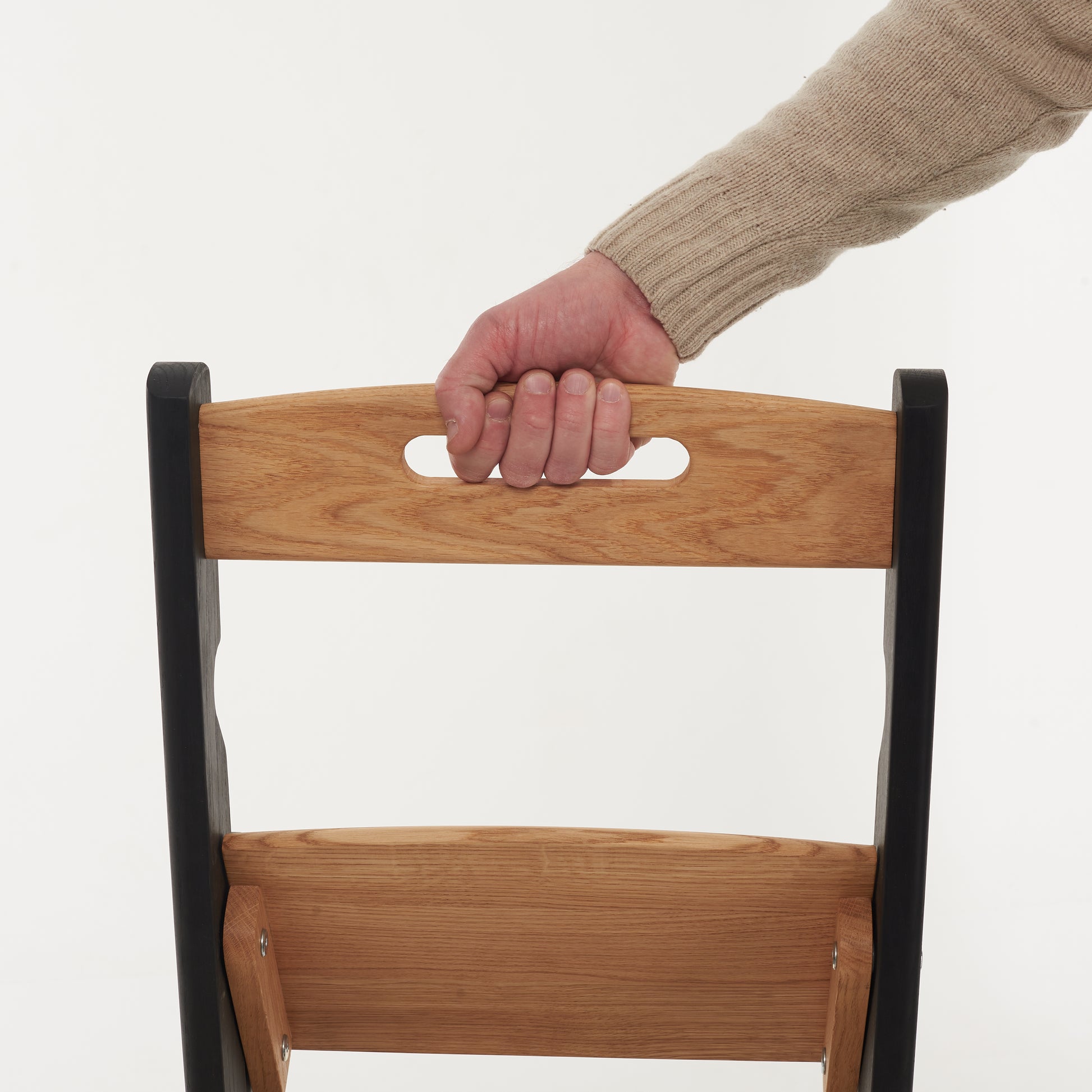 Scandinavian style wooden step stool with handle