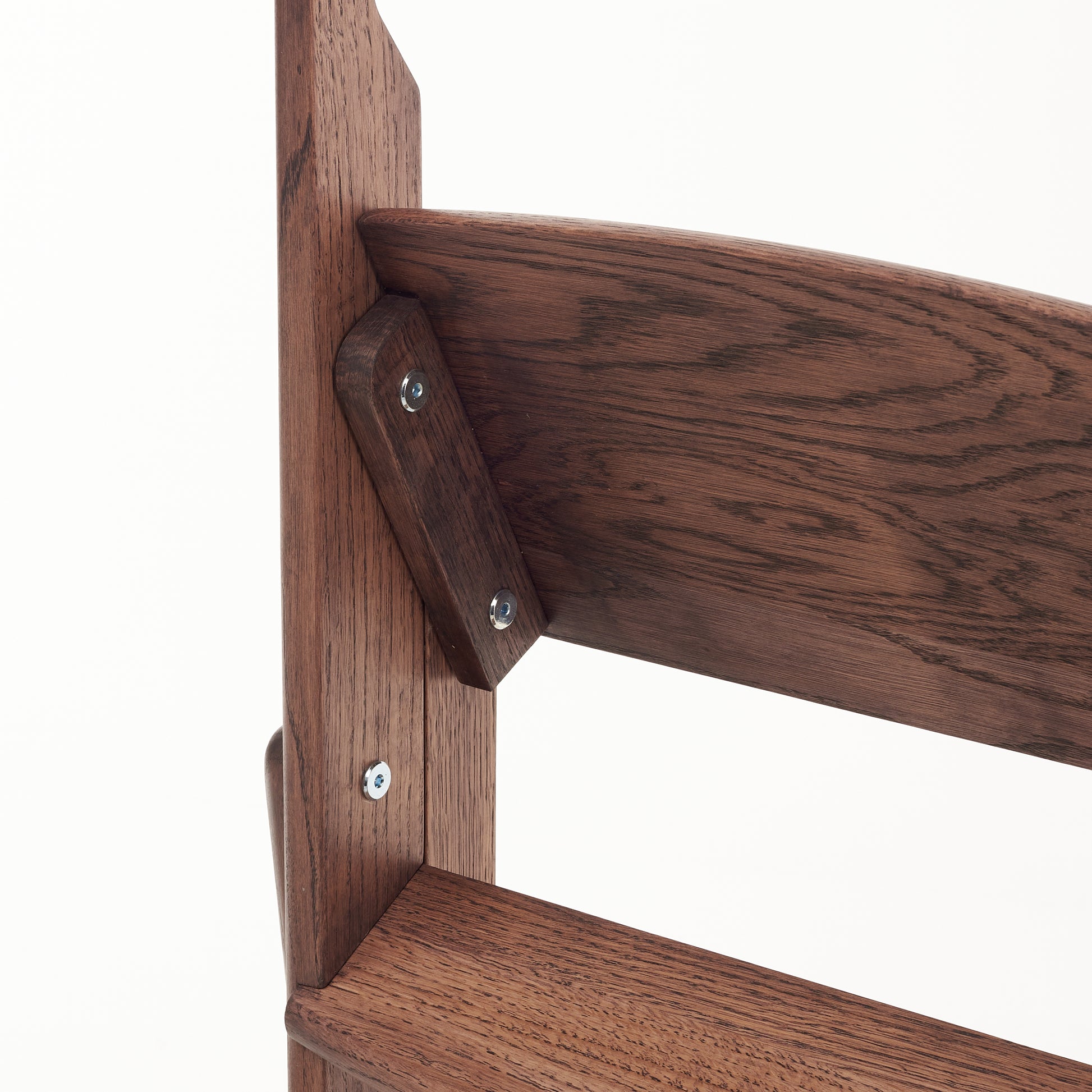Crafted oak ladder with reinforced joints and screws