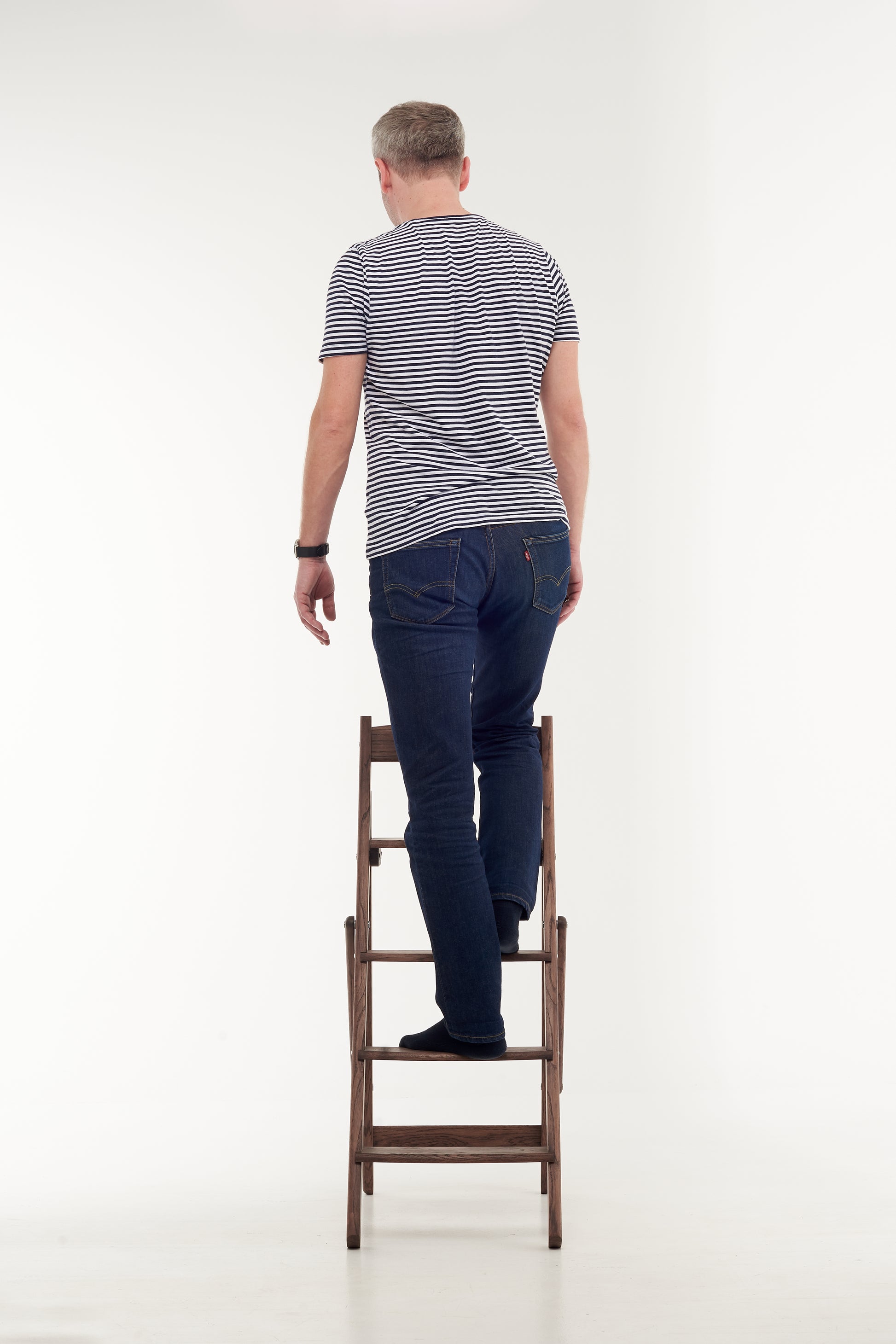 Multifunctional oak step stool for home interior