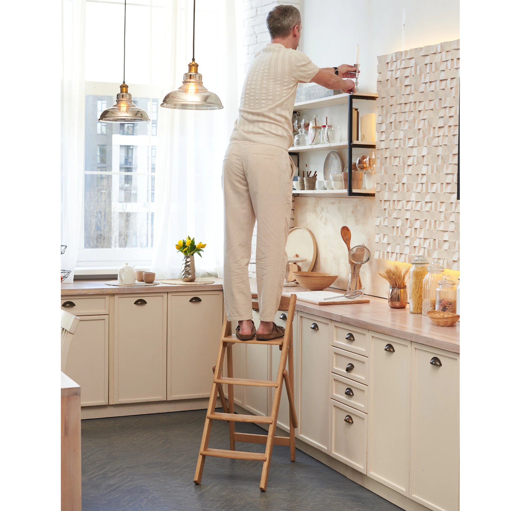 Climbing oak step stool – shows scale and functionality