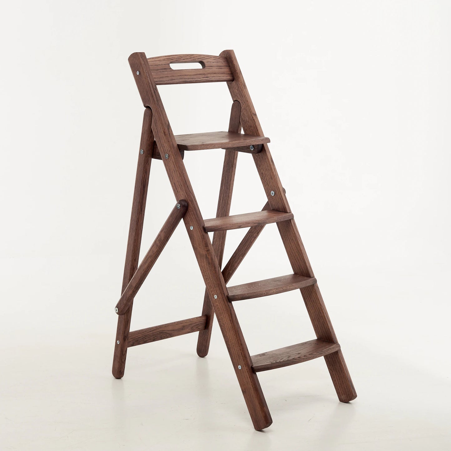 Handmade oak ladder in warm brown finish