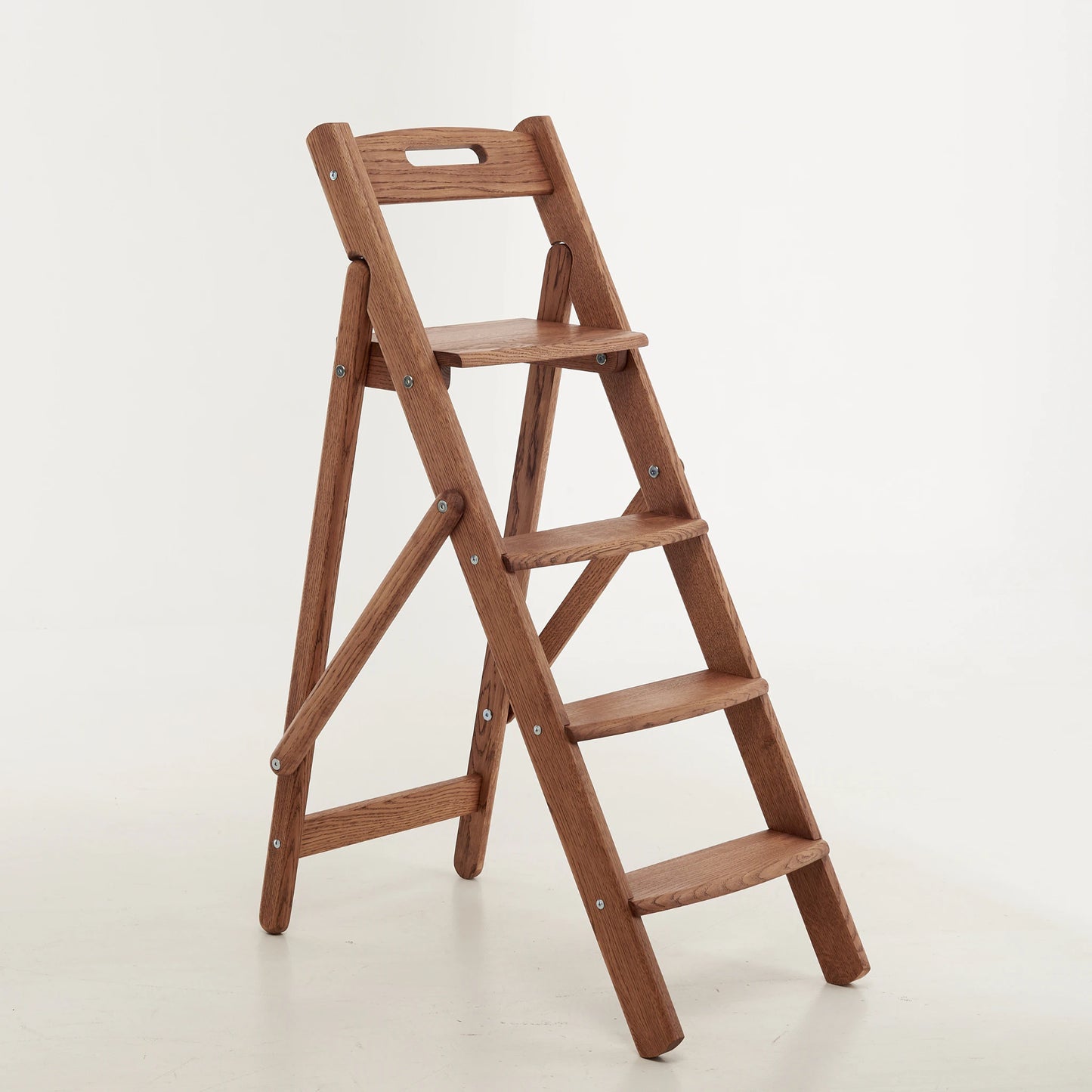 Folding ladder in dark walnut wood finish