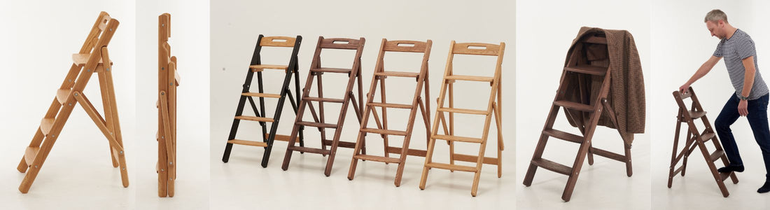 handcrafted oak wooden step ladder for home interior