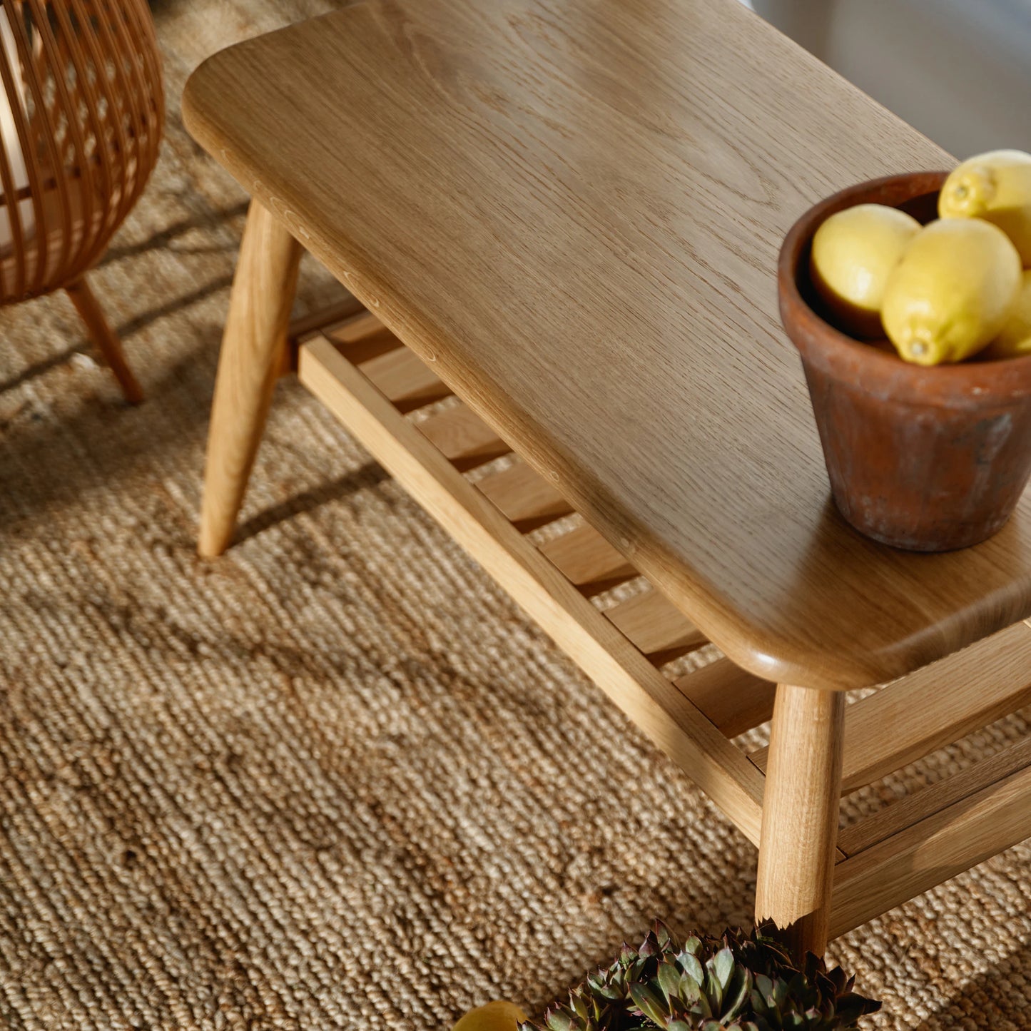 Handmade Solid Oak Bench with Shoe Shelf – Entryway Storage Furniture