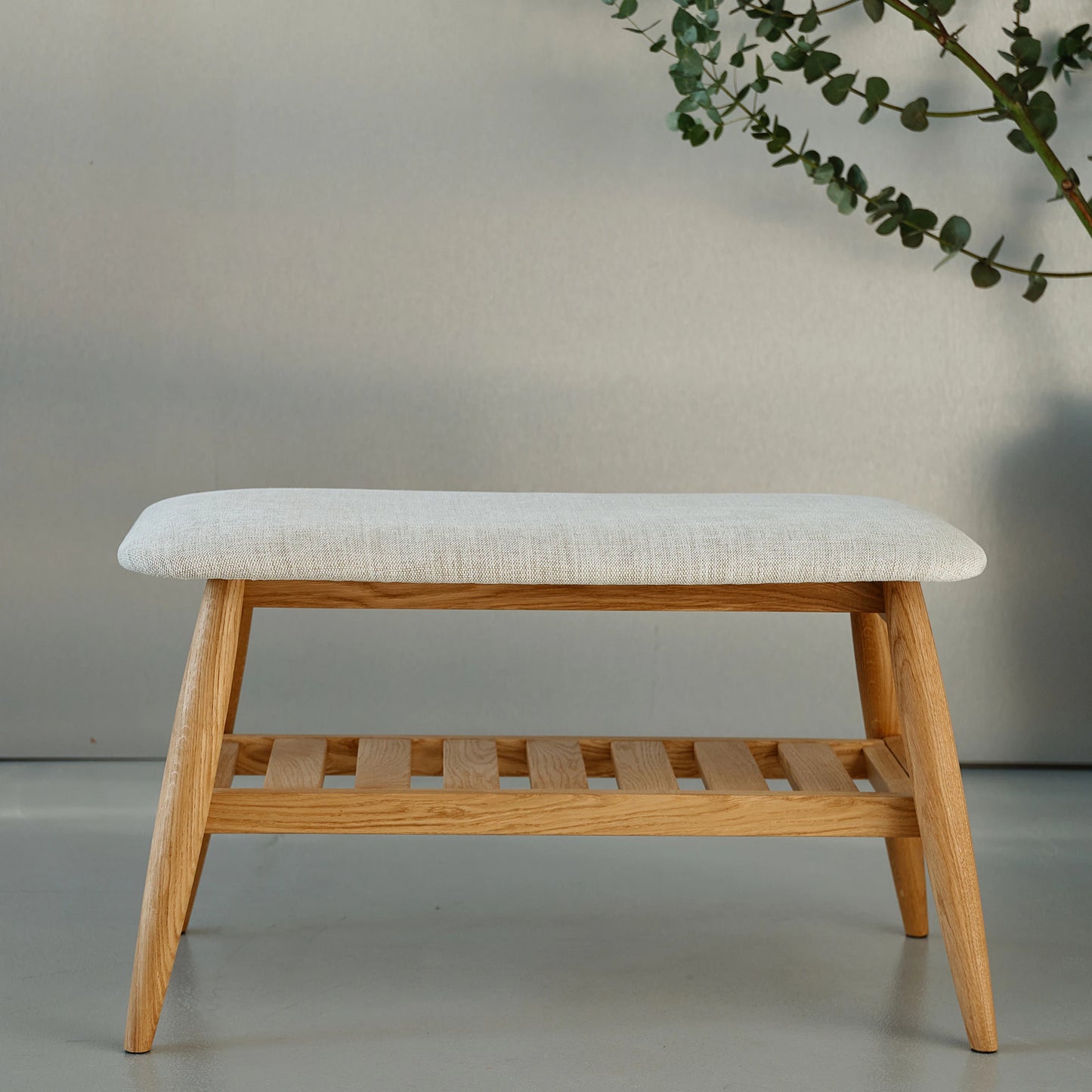 Handmade Solid Oak Bench with Shoe Shelf – Entryway Storage Furniture