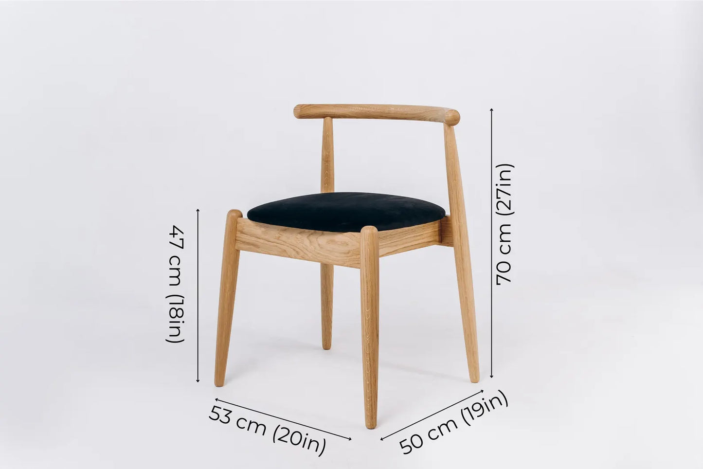 Oak Dining Chair KIBA – Scandinavian Chair with Soft or Hard Seat | Handmade Solid Oak Armchair by Koloda