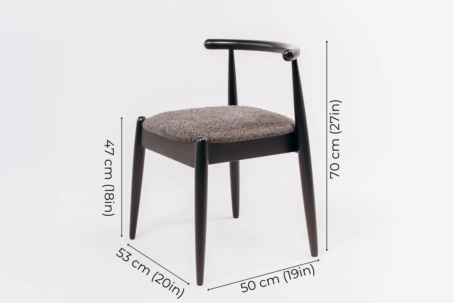 Black Wooden Oak Dining Chair KIBA | Handmade Scandinavian Wooden Chair with Soft Upholstered Seat by Koloda