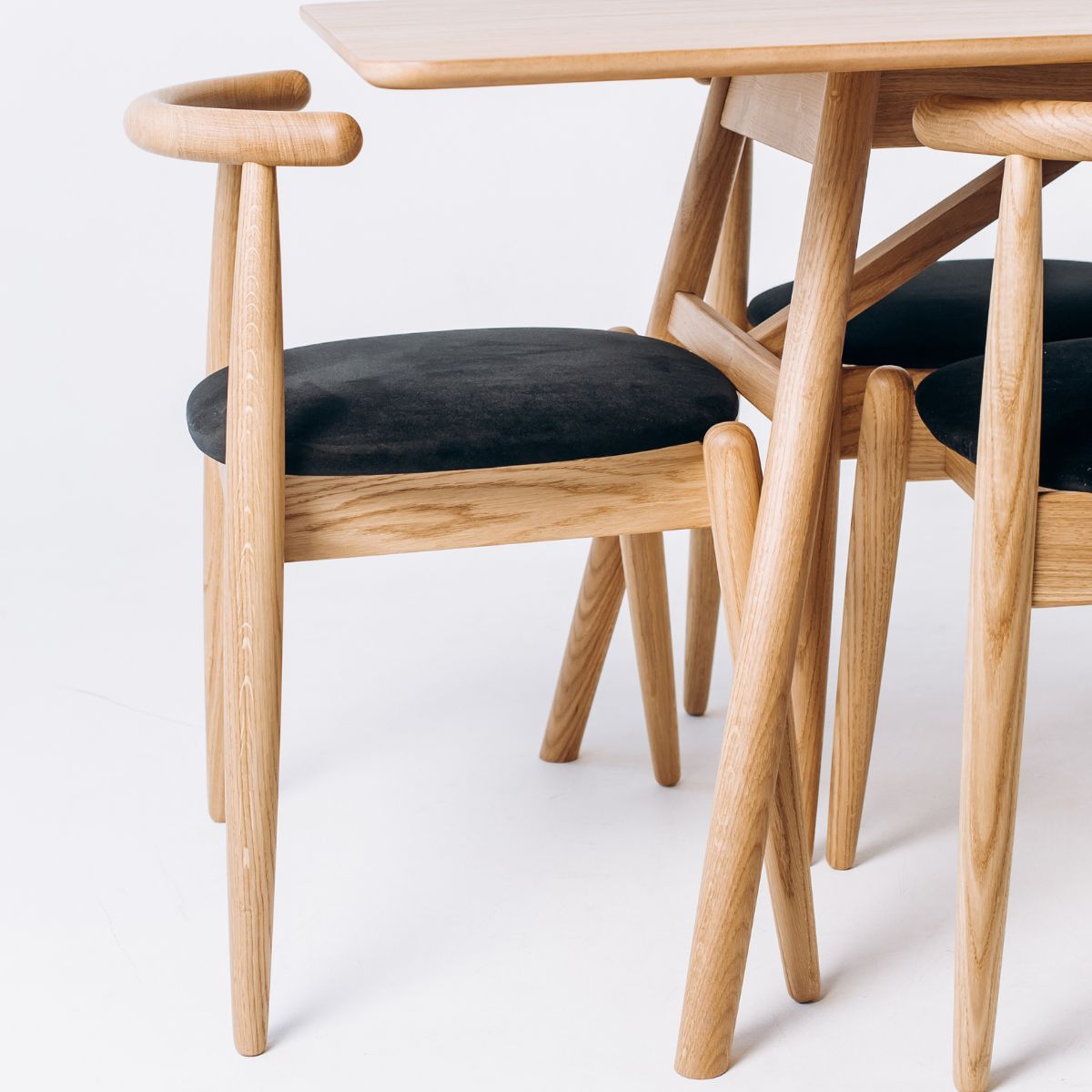 Oak Dining Chair KIBA – Scandinavian Chair with Soft or Hard Seat | Handmade Solid Oak Armchair by Koloda