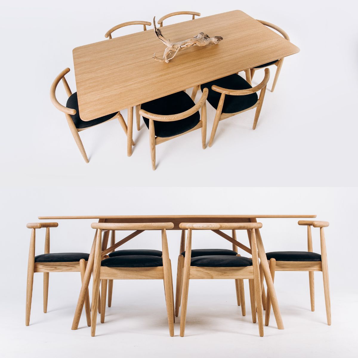 Oak Dining Chair KIBA – Scandinavian Chair with Soft or Hard Seat | Handmade Solid Oak Armchair by Koloda