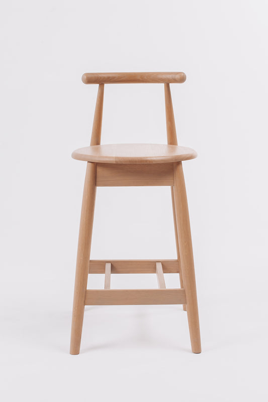 Bar stool made of light oak. Scandinavian style chair and Ukrainian craftsmanship.