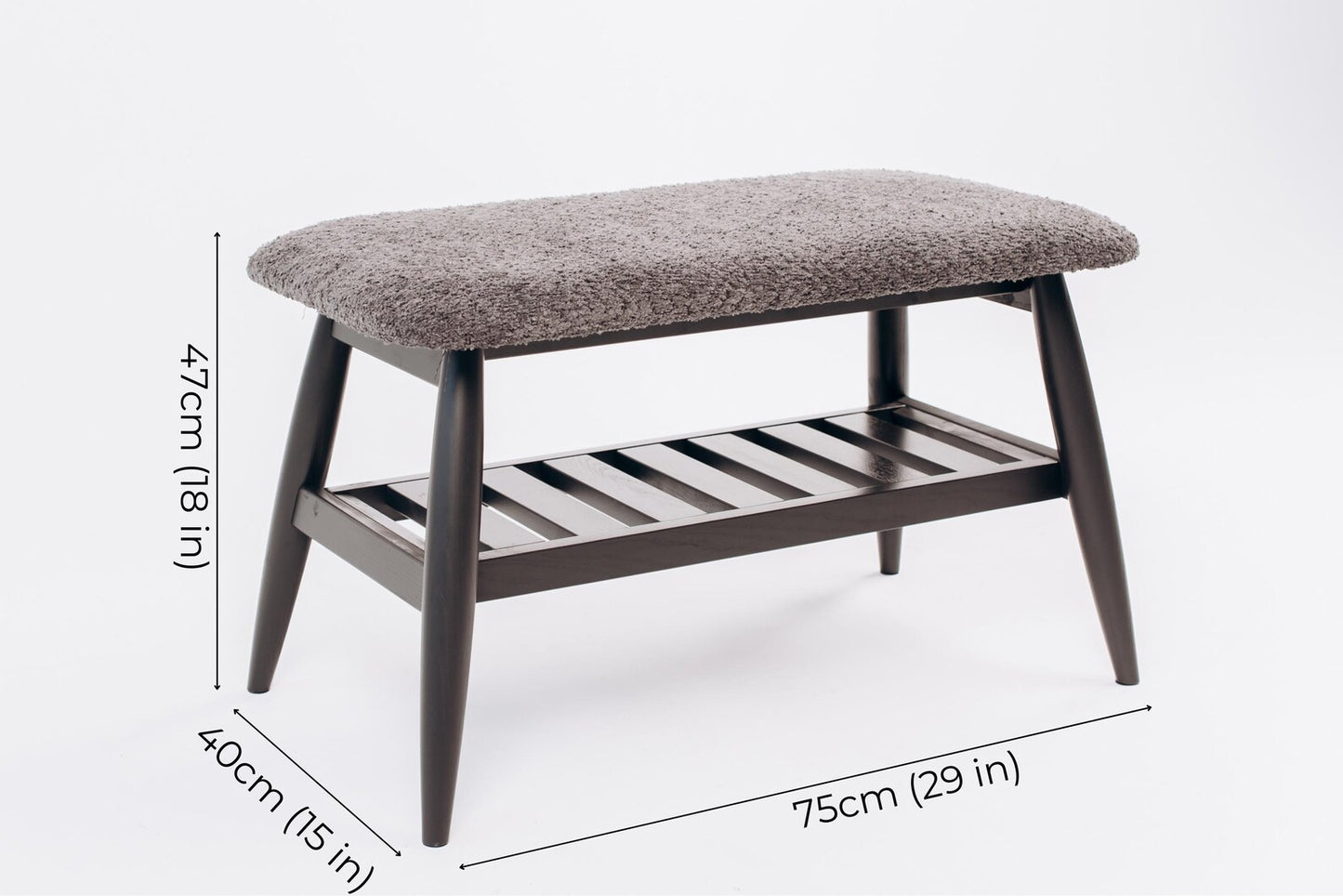 Ukrainian Oak Bench with Black or Custom Finish | Handmade Scandinavian Solid Oak Bench with Soft Upholstered or Solid Wooden Seat by Koloda